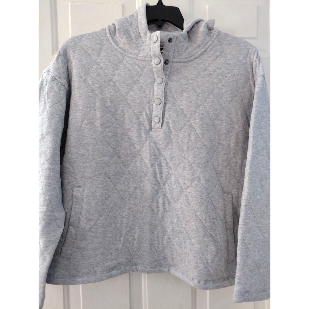 Land's End Women's Grey Quilted Hoodie XL
